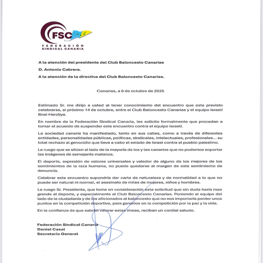 CARTA ABIERTA A LA DIRECTIVA DEL CLUB BALONCESTO CANARIAS
